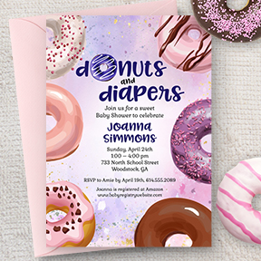 Donuts and Diapers baby shower invitation