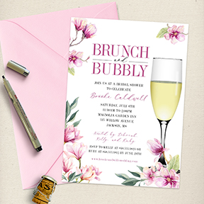 Magnolia Brunch and Bubbly Bridal Shower Invitation