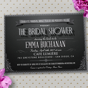 Vintage Movie Title Screen Bridal Wedding Shower Party Invitation