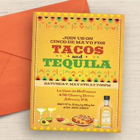 Tacos and Tequila Cinco de Mayo party invitation
