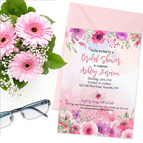 Watercolor Flower Garden Bridal Wedding Shower Invitation