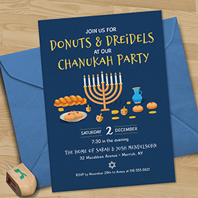 Donuts and Dreidels Hanukkah Party Invitation