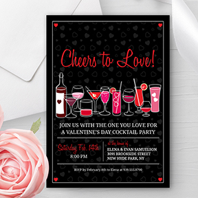 Retro Cocktails Valentines Day Party Invitation