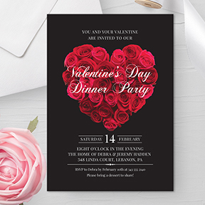 Red Rose Heart Engagement Party Valentines Day Party Invitation