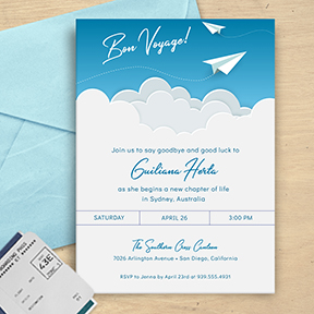 Paper Airplane Going Away Farewell Party Invitation