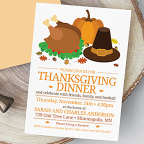 Retro Thanksgiving Dinner Autumn Party Printable Invitation