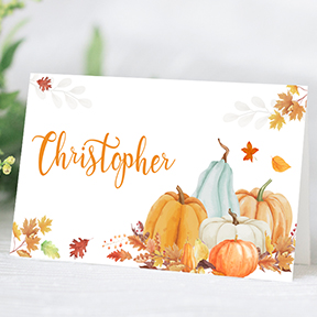 Watercolor Thanksgiving Friendsgiving Autumn Holiday Printable Personalized Place cards