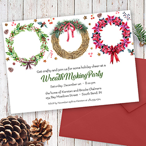 Christmas Wreath Making Holiday Party Invitation