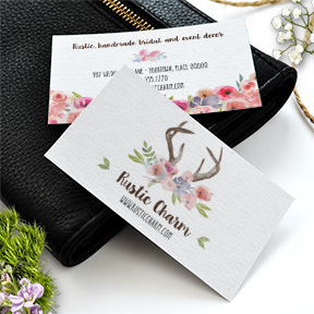 Wildflowers Antlers Faux Bois business card