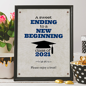 Rustic Blue Graduate A Sweet Ending to a New Beginning Printable Graduation Signs