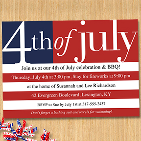 US Flag 4th of July party invitation