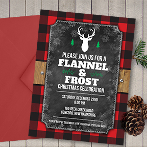 Flannel and Frost Holiday party invitation