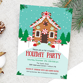 Gingerbread House Christmas party invitation