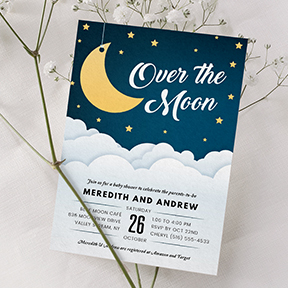 Over the Moon baby shower invitation