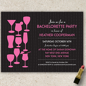 Raining Pink Cocktails Bachelorette Hens Party Invitation