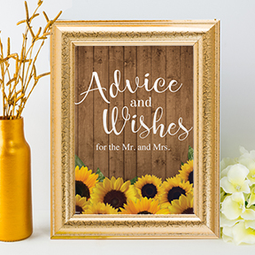 Rustic Sunflowers Advice and Wishes Wedding or Event Sign