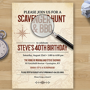 Scavenger Hunt Party Invitations