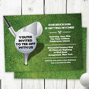 Tee Off Golf Ball Bachelor Party Golfing Outing Invitation, Bachelor Party
