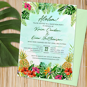 Tropical Pineapple Wedding Reception Party Invitation