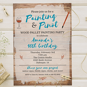 Wood Pallet Sign Painting Party Invitation, for Birthday, Shower, Girls Night Out