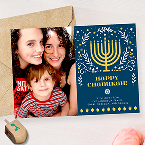 Decorative Menorah Hanukkah Photo Card
