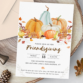 Watercolor Thanksgiving Friendsgiving Autumn Party Invitation
