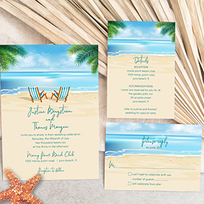 Tropical Beach Chairs Wedding Stationery Suite