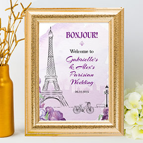 Paris France Purple Printable Event Signs Poster