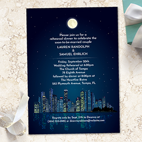 City Skyline Wedding Rehearsal Dinner Party Printable Invitation Template
