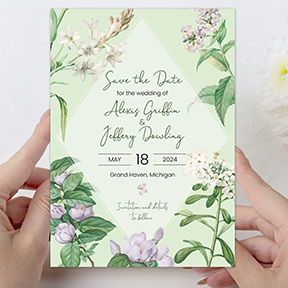 Spring Floral Frame Wedding Save the Date Cards