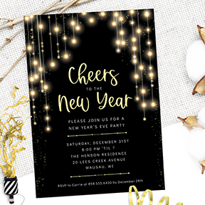 Hanging Lights New Year's Eve Party Invitation