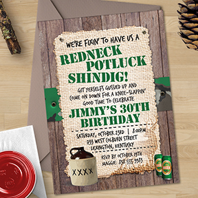 Rustic Redneck Hillbilly Party Invitation,