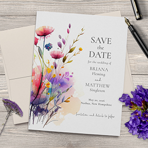 Watercolor Wildflowers Wedding Save the Date Card