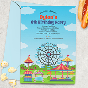 Amusement Park Funfair Childs Birthday Party Invitation