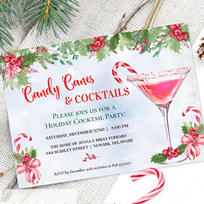 Candy Canes and Cocktails Christmas Holiday Party Invitation