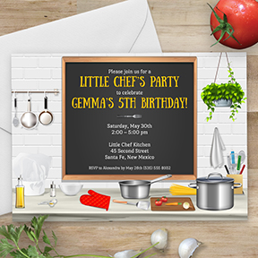 Kitchen Chef Cooking Birthday Party Invitation