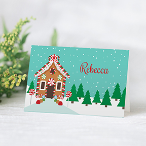 Gingerbread House Christmas Holiday Printable Personalized Place cards