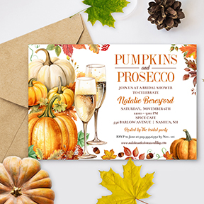 Pumpkins and Prosecco Autumn Bridal Shower Invitation