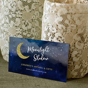 Starlight Galaxy Faux Gold Glitter Moon Business Card