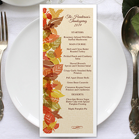 Autumn Leaves Edge Thanksgiving or Fall Dinner Printable Menu Card