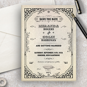 Victorian Steampunk Save the Date A7 Flat Card 