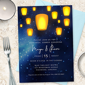 Floating Lanterns Rehearsal Dinner Invitation